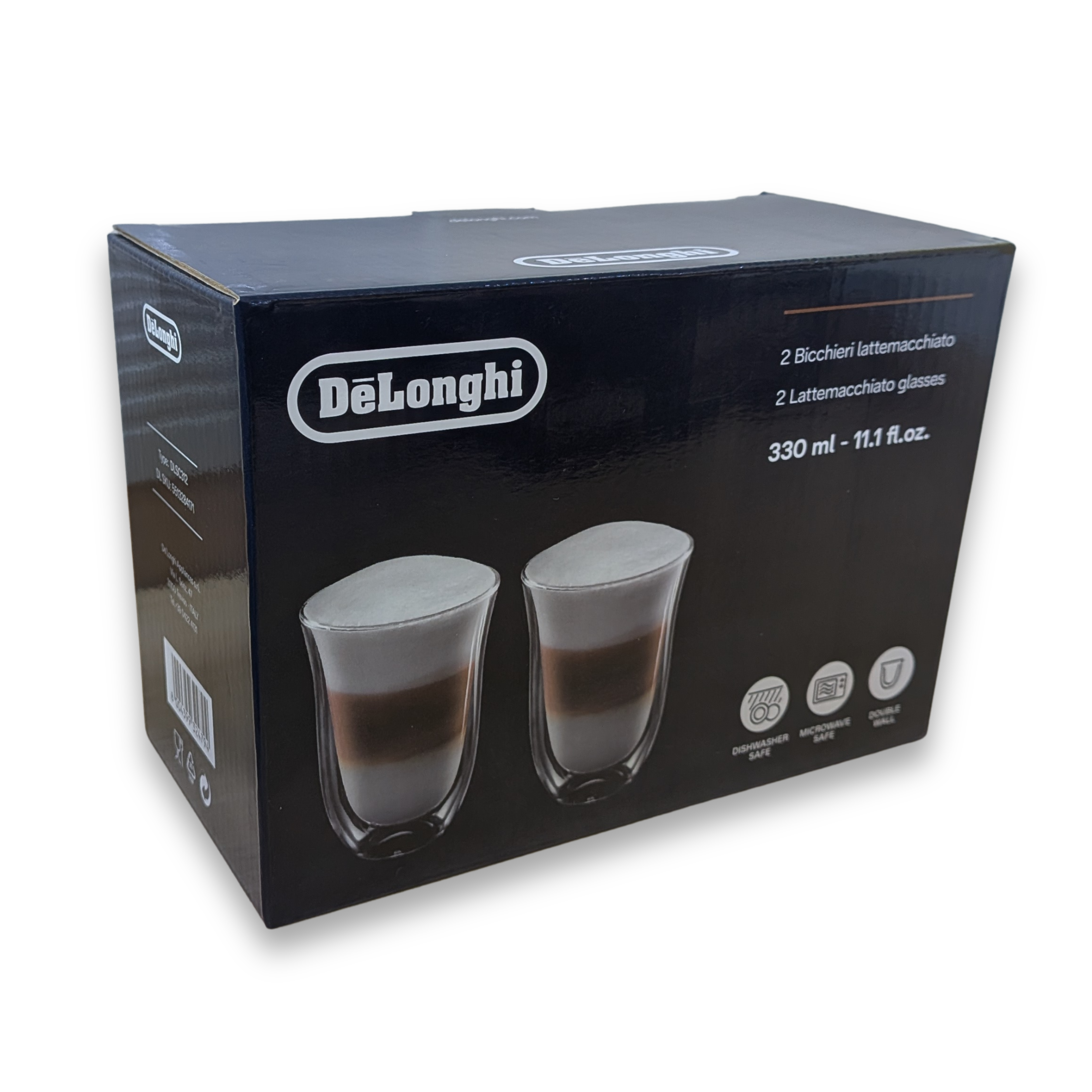 DeLonghi  Set of 2 Latte Macchiato Glasses 330 ML