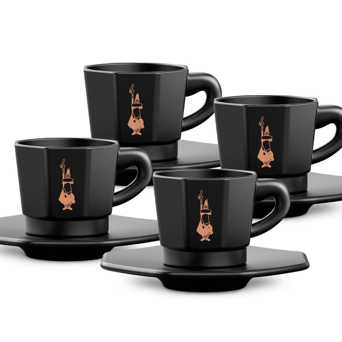 Bialetti Espresso Cups & Saucers, Set of 4, Black Y0T403