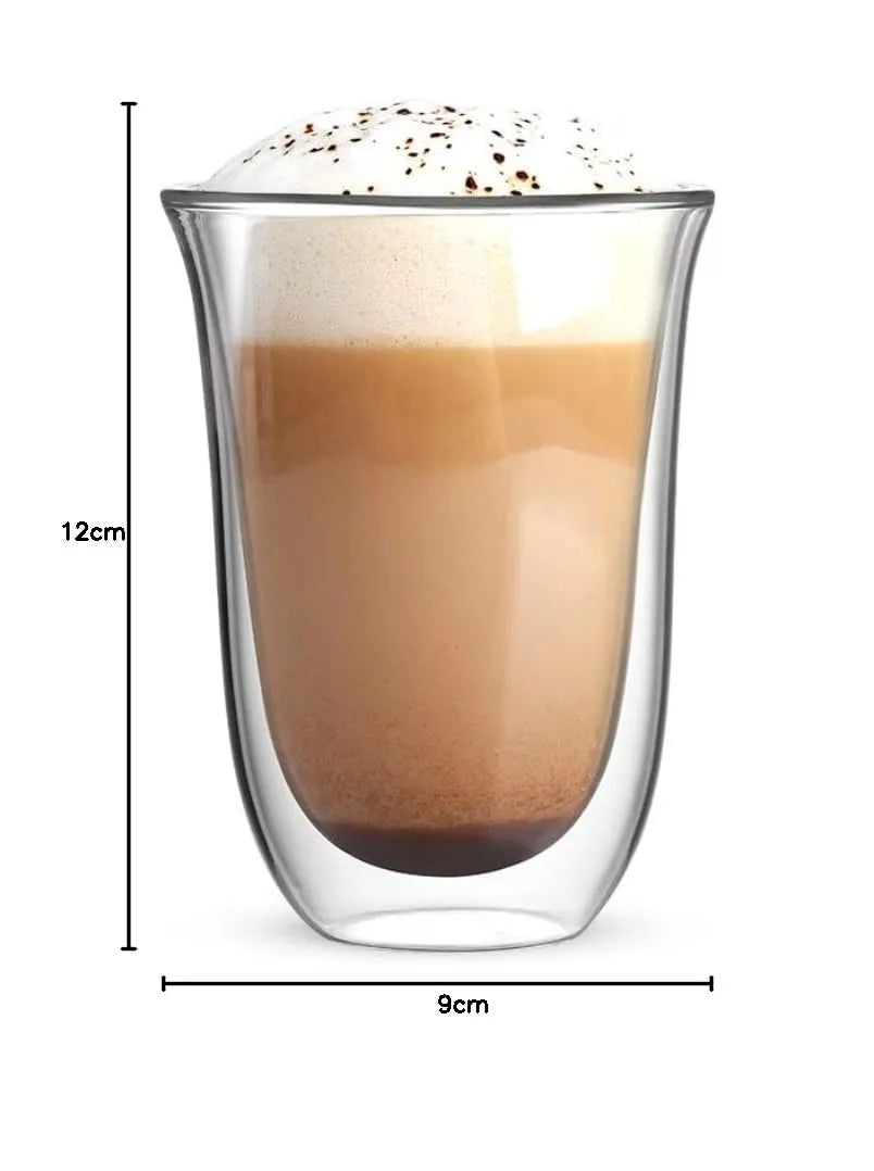 Bialetti Florence Double Wall Glass Heat Resistant Glass 10.1 fl oz (300 ml) Pack of 2