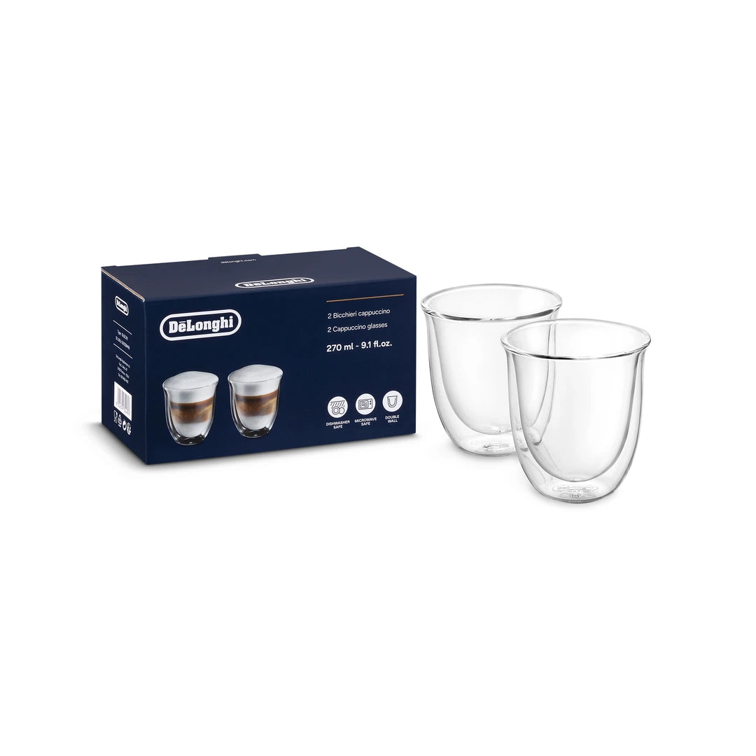 DeLonghi Cappuccino Glass Double Wall Cups 270 ML