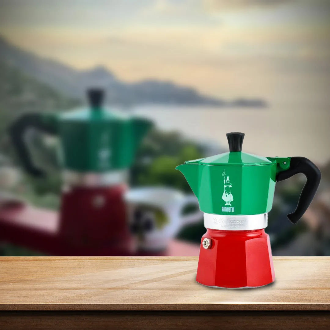 Bialetti Moka Express Tricolor 3 Cup Espresso Maker 5323