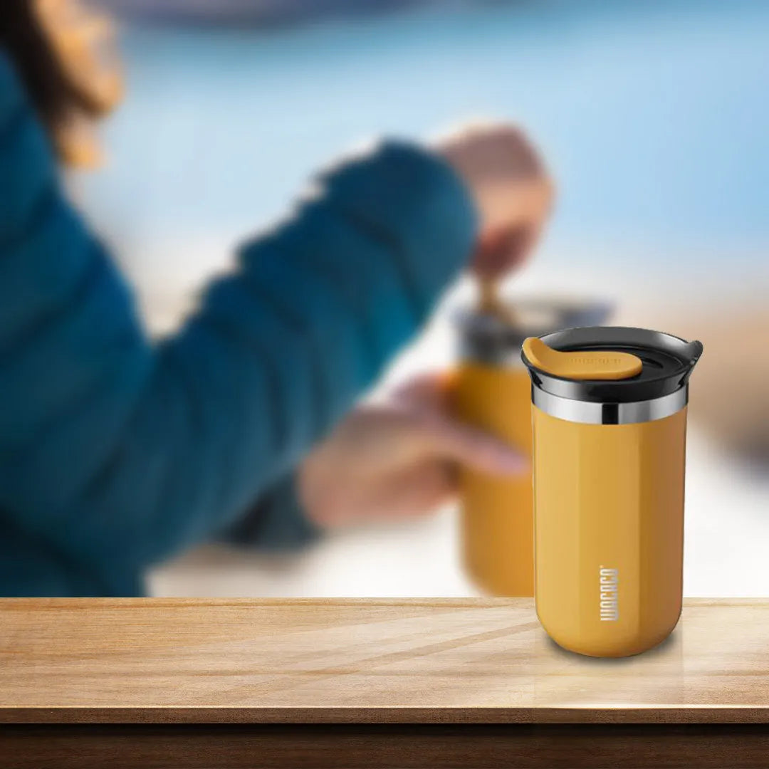 WACACO Octaroma Lungo Vacuum Insulated Coffee Mug ,  Amber Yellow