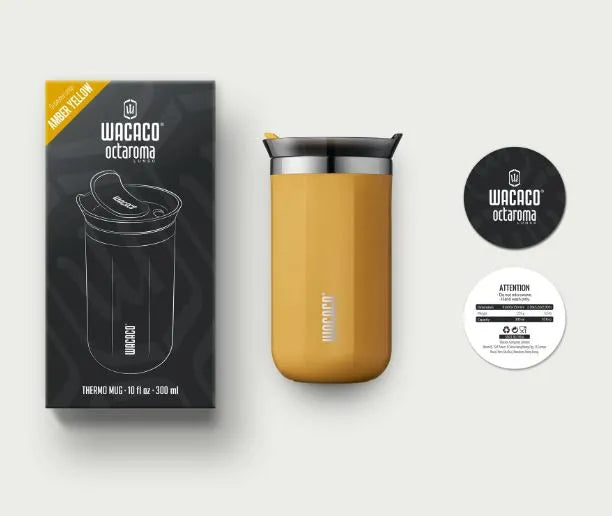 WACACO Octaroma Lungo Vacuum Insulated Coffee Mug ,  Amber Yellow