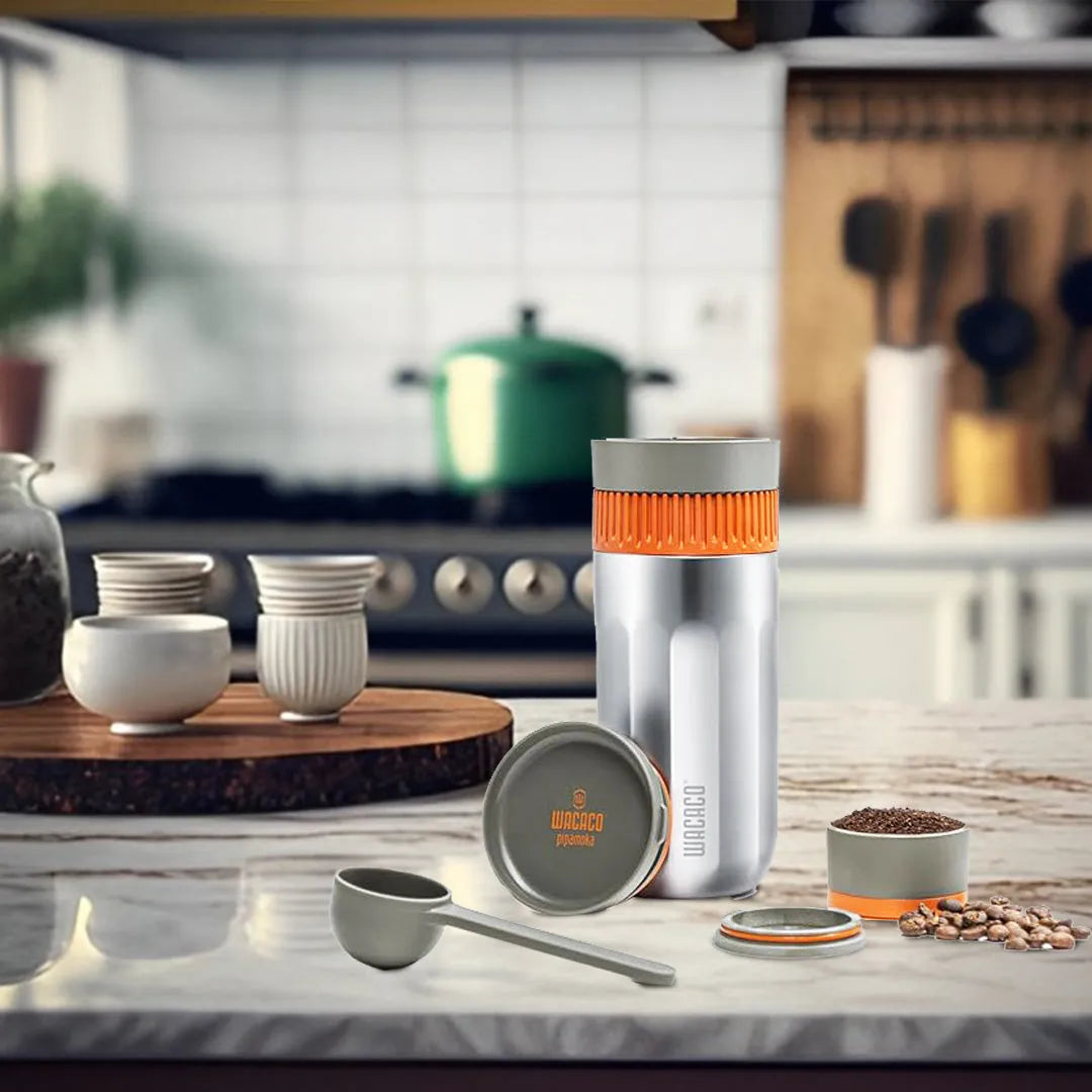 Wacaco Pipamoka Silver, Travel Coffee Maker and Coffee Mug